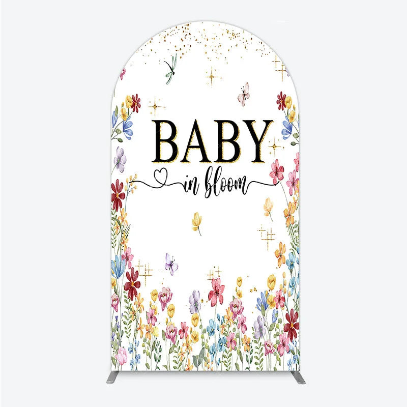 Aperturee - Aperturee Baby In Bloom Arch Backdrop Wildflower Butterfly Party Decoration Spring Garden Floral Background