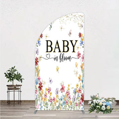 Aperturee - Aperturee Baby In Bloom Half Moon Arch Backdrop Wildflower Butterfly Party Decoration Spring Garden Floral Background