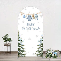 Aperturee - Aperturee Baby It¡¯s Cold Outside Arch Backdrop Winter Wonderland Baby Shower and Snow Pine Forest Party Decoration