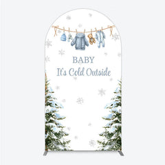 Aperturee - Aperturee Baby It¡¯s Cold Outside Arch Backdrop Winter Wonderland Baby Shower and Snow Pine Forest Party Decoration