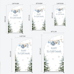 Aperturee - Aperturee Baby It¡¯s Cold Outside Half Moon Arch Backdrop Winter Wonderland Baby Shower and Snow Pine Forest Party Decoration