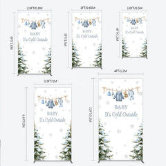 Aperturee - Aperturee Baby It¡¯s Cold Outside Rectangle Backdrop Winter Wonderland Baby Shower and Snow Pine Forest Party Decoration