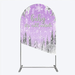 Aperturee - Aperturee Baby It’s Cold Outside Arch Backdrop Lavender Winter Wonderland Purple Snowflake Girl Baby Shower Decor