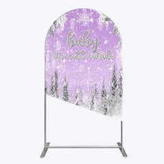 Aperturee - Aperturee Baby It’s Cold Outside Arch Backdrop Lavender Winter Wonderland Purple Snowflake Girl Baby Shower Decor