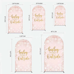 Aperturee - Aperturee Baby Its Cold Outside Arch Backdrop Pink Snowflake Winter Baby Shower Cover
