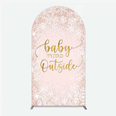 Aperturee - Aperturee Baby Its Cold Outside Arch Backdrop Pink Snowflake Winter Baby Shower Cover