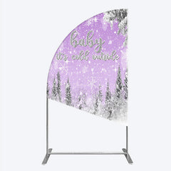 Aperturee - Aperturee Baby It’s Cold Outside Half Moon Arch Backdrop Lavender Winter Wonderland Purple Snowflake Girl Baby Shower Decor