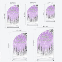 Aperturee - Aperturee Baby It’s Cold Outside Half Moon Arch Backdrop Lavender Winter Wonderland Purple Snowflake Girl Baby Shower Decor