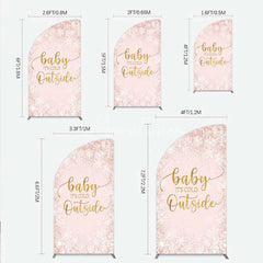 Aperturee - Aperturee Baby Its Cold Outside Half Moon Arch Backdrop Pink Snowflake Winter Baby Shower Cover