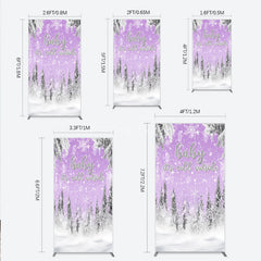 Aperturee - Aperturee Baby It’s Cold Outside Rectangle Backdrop Lavender Winter Wonderland Purple Snowflake Girl Baby Shower Decor
