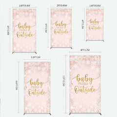Aperturee - Aperturee Baby Its Cold Outside Rectangle Backdrop Pink Snowflake Winter Baby Shower Cover