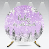 Aperturee - Aperturee Baby It’s Cold Outside Round Backdrop Lavender Winter Wonderland Purple Snowflake Girl Baby Shower Decor
