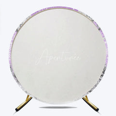 Aperturee - Aperturee Baby It’s Cold Outside Round Backdrop Lavender Winter Wonderland Purple Snowflake Girl Baby Shower Decor