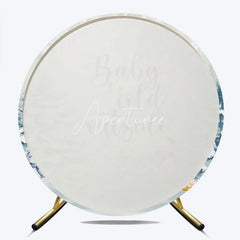 Aperturee - Aperturee Baby It’s Cold Outside Round Backdrop Winter Wonderland Snowman Snowy Pine Trees Baby Shower Decor