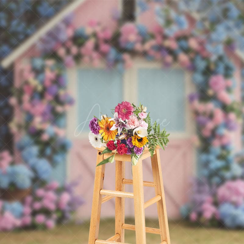 Aperturee - Aperturee Baby Pink Blue Wood Barn Elegant Wedding Backdrop
