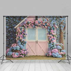 Aperturee - Aperturee Baby Pink Blue Wood Barn Elegant Wedding Backdrop