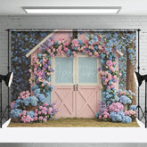 Aperturee - Aperturee Baby Pink Blue Wood Barn Elegant Wedding Backdrop