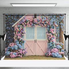 Aperturee - Aperturee Baby Pink Blue Wood Barn Elegant Wedding Backdrop