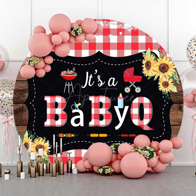 Aperturee Aperturee Babyq Plaid Summer Baby Shower Round Backdrop