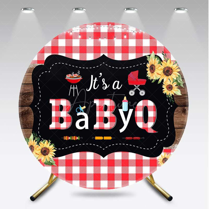 Aperturee Aperturee Babyq Plaid Summer Baby Shower Round Backdrop