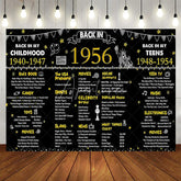 Aperturee - Aperturee Back in 1956 Birthday Backdrop 70th Party Chalkboard Sign Photography Background