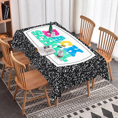 Aperturee - Aperturee Back to School Composition Rectangle Tablecloth Colorful Letter Notebook Table Cover First Day of School Decor