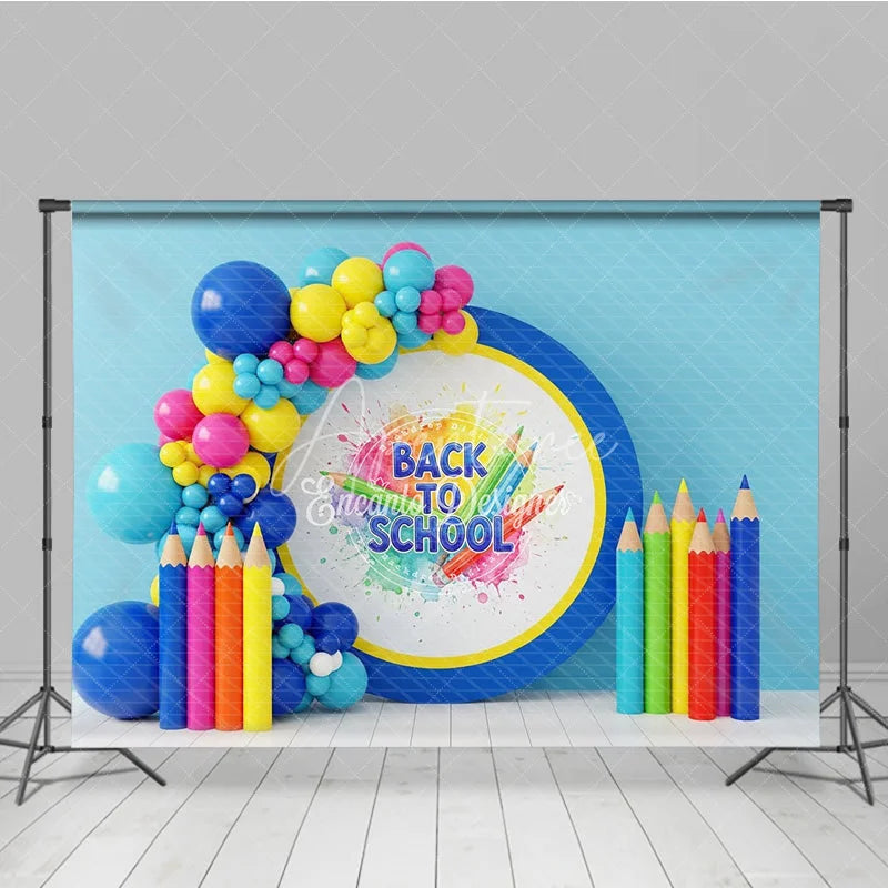 Aperturee - Aperturee Back to School Photography Backdrop Giant Colorful Pencil Art Background Creative Paint Photo Prop