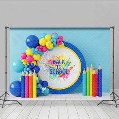 Aperturee - Aperturee Back to School Photography Backdrop Giant Colorful Pencil Art Background Creative Paint Photo Prop