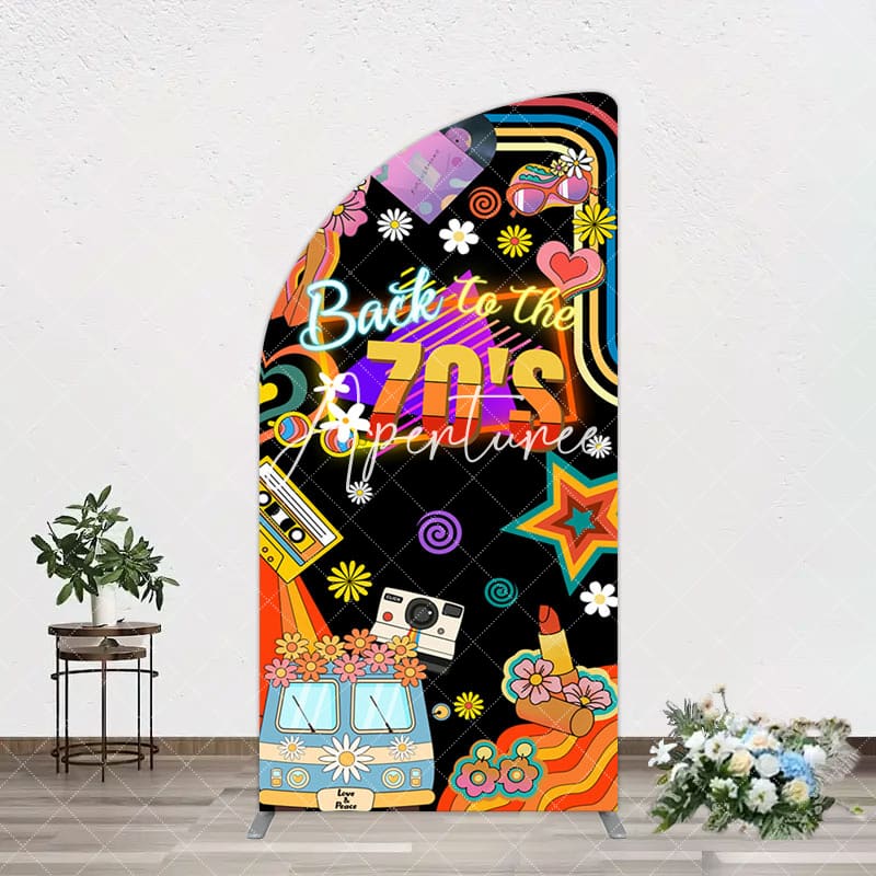 Aperturee - Aperturee Back To The 70s Black Musical Birthday Arch Backdrop