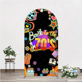 Aperturee - Aperturee Back to the 70s Groovy Birthday Arch Backdrop Retro Neon with Disco Ball Hippie Themed Party Decor
