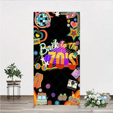 Aperturee - Aperturee Back to the 70s Groovy Birthday Rectangle Backdrop Retro Neon with Disco Ball Hippie Themed Party Decor
