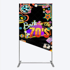 Aperturee - Aperturee Back to the 70s Groovy Birthday Rectangle Backdrop Retro Neon with Disco Ball Hippie Themed Party Decor