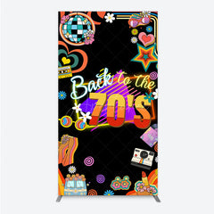 Aperturee - Aperturee Back to the 70s Groovy Birthday Rectangle Backdrop Retro Neon with Disco Ball Hippie Themed Party Decor