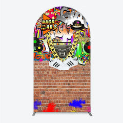 Aperturee - Aperturee Back To The 90s Arch Backdrop Hip Hop Graffiti Party Decoration Retro Brick Wall Background