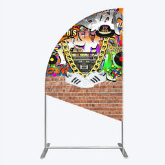Aperturee - Aperturee Back To The 90s Half Moon Arch Backdrop Hip Hop Graffiti Party Decoration Retro Brick Wall Background