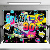 Aperturee Aperturee Back to the 90s Party Backdrop Banner Retro 1990s Hip Hop and Pop Culture Decor Throwback Themed Photo Prop