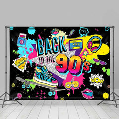 Aperturee Aperturee Back to the 90s Party Backdrop Banner Retro 1990s Hip Hop and Pop Culture Decor Throwback Themed Photo Prop