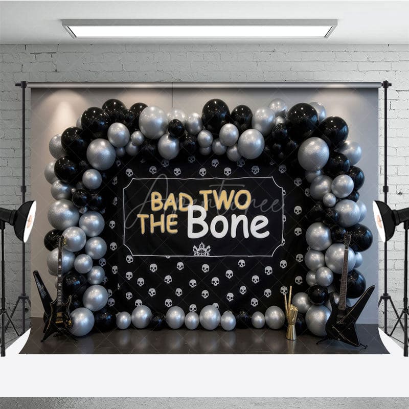 Aperturee - Aperturee Bad Two The Bone Balloon Birthday Cake Smash Backdrop