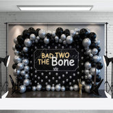 Aperturee - Aperturee Bad Two The Bone Balloon Birthday Cake Smash Backdrop