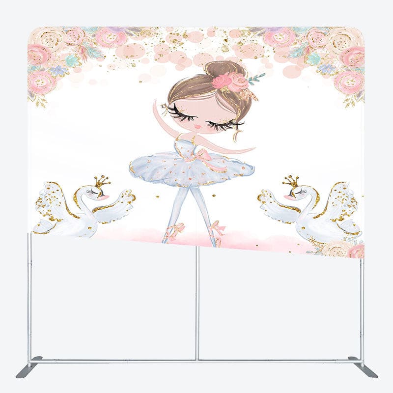 Aperturee - Aperturee Ballet Girl Swan Floral Birthday Pillow Case Backdrop