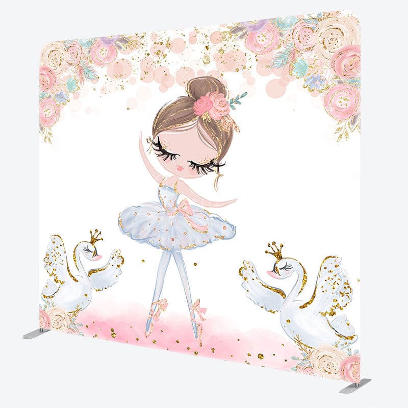 Aperturee - Aperturee Ballet Girl Swan Floral Birthday Pillow Case Backdrop