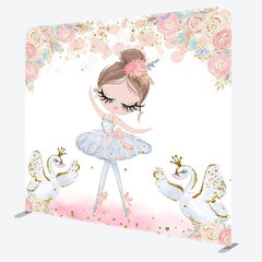 Aperturee - Aperturee Ballet Girl Swan Floral Birthday Pillow Case Backdrop
