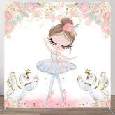Aperturee - Aperturee Ballet Girl Swan Floral Birthday Pillow Case Backdrop