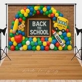 Aperturee - Aperturee Balloon Arch Back To School Wood Combo Set Backdrop