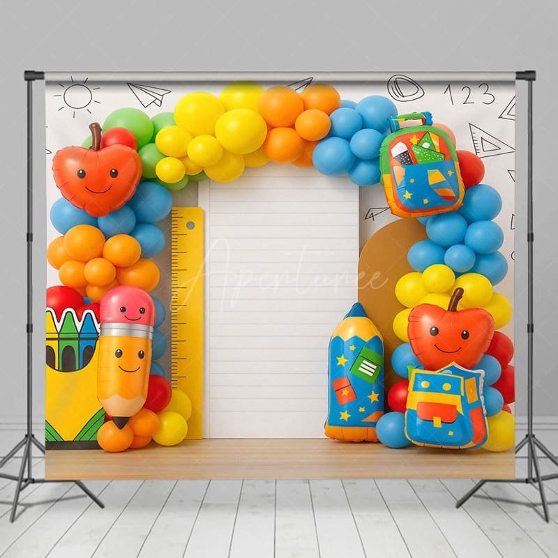Aperturee - Aperturee Balloon Arch Board Welcome Back To School Backdrop