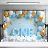 Aperturee - Aperturee Balloon Arch Cloudy Birthday Cake Smash Backdrop