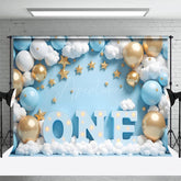 Aperturee - Aperturee Balloon Arch Coudy Cute Sky Cake Smash Backdrop
