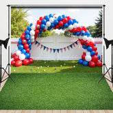 Aperturee - Aperturee Balloon Arch Fence Garden Grass Combo Set Backdrop