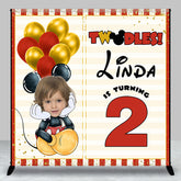Aperturee - Aperturee Balloon Cute Mouse Custom Photo 2nd Birthday Backdrop