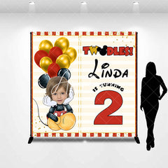 Aperturee - Aperturee Balloon Cute Mouse Custom Photo 2nd Birthday Backdrop